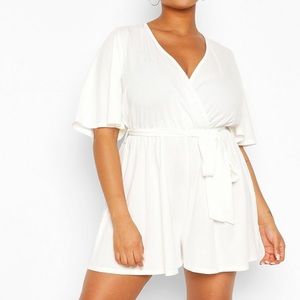 Belted ribbed romper